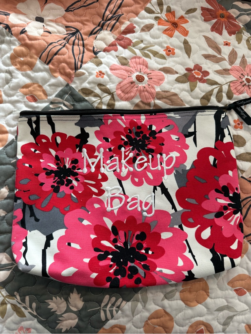 thirty-one Pink Floral 'Makeup Bag' Cosmetic Pouch